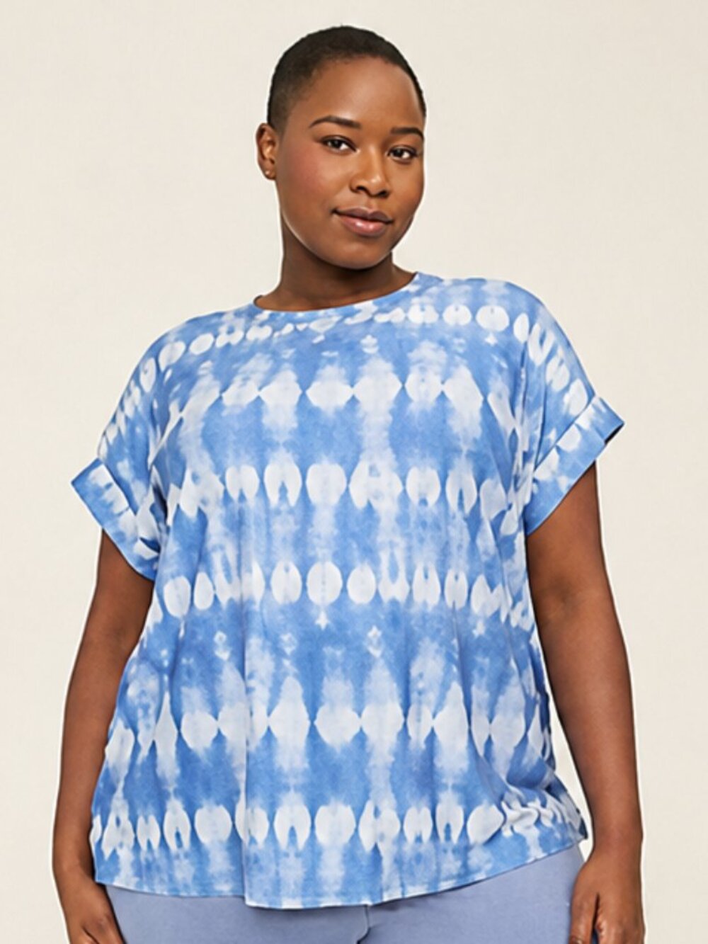 Lane Bryant LIVI Soft Crew Neck Tee 1X 14/16 Tie Dye Short Sleeve Activewear Top